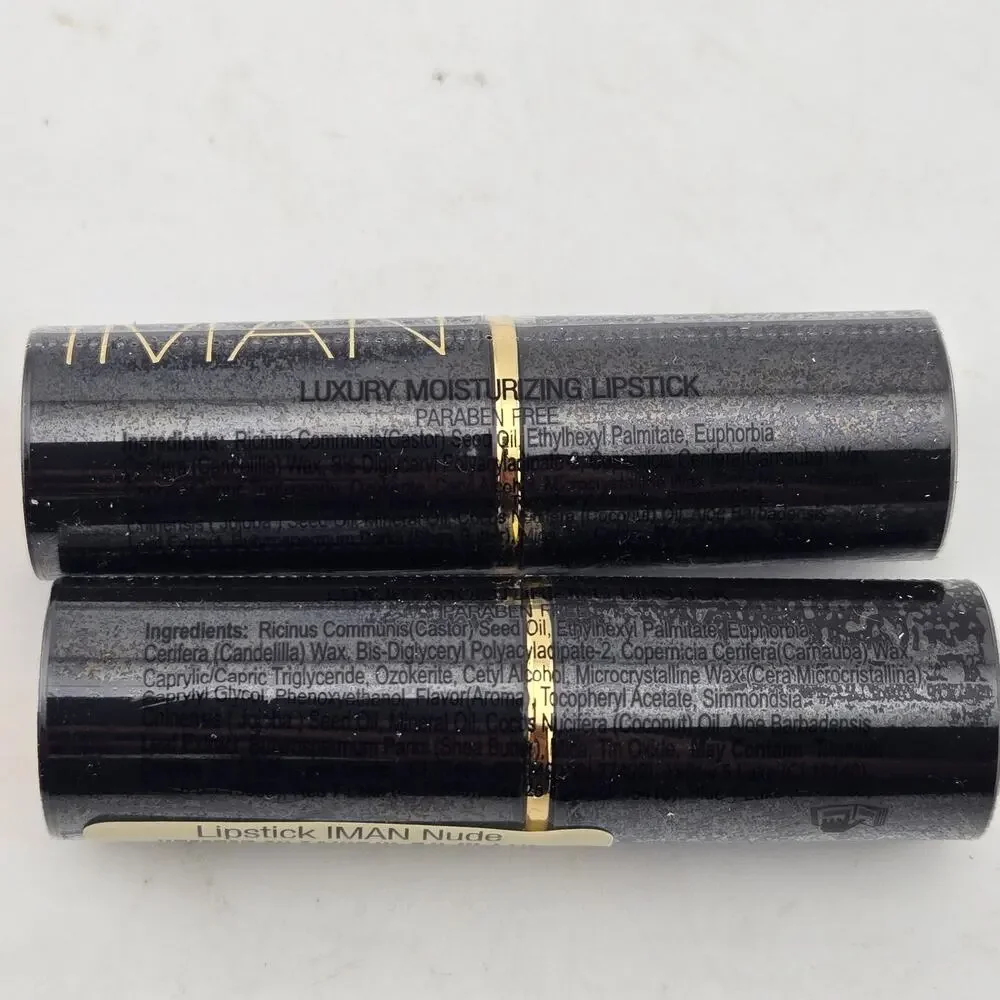 IMAN Luxury Moisturizing Lipstick 598 IMAN NUDE Set Of 2 Full Size 0.13oz New